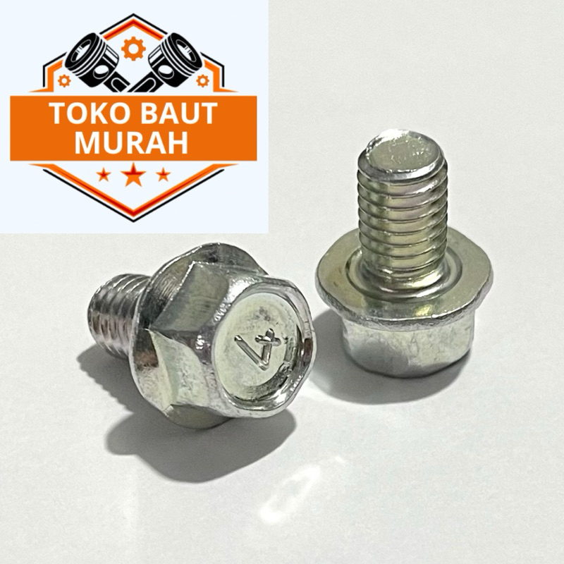 Baut oli gardan baut 12 baud topi Flange bolt M8x12/ Baut Flange 8x12