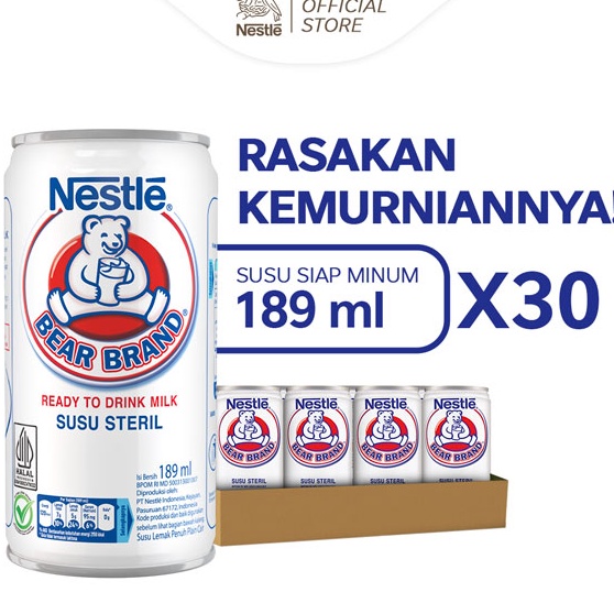 

Serba Murah BEAR BRAND Susu Kaleng Susu Beruang Susu Steril 189ml x 30 pcs