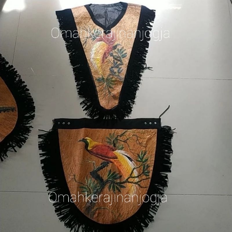 set baju kulit kayu khas papua , baju kulit kayu , baju papua