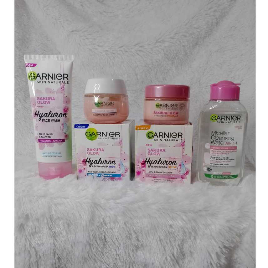 Paket 4in1 Skincare Garnier Sakura Glow Skin Barrier Complete Set Untuk Glowing Maksimal  , Day Crea