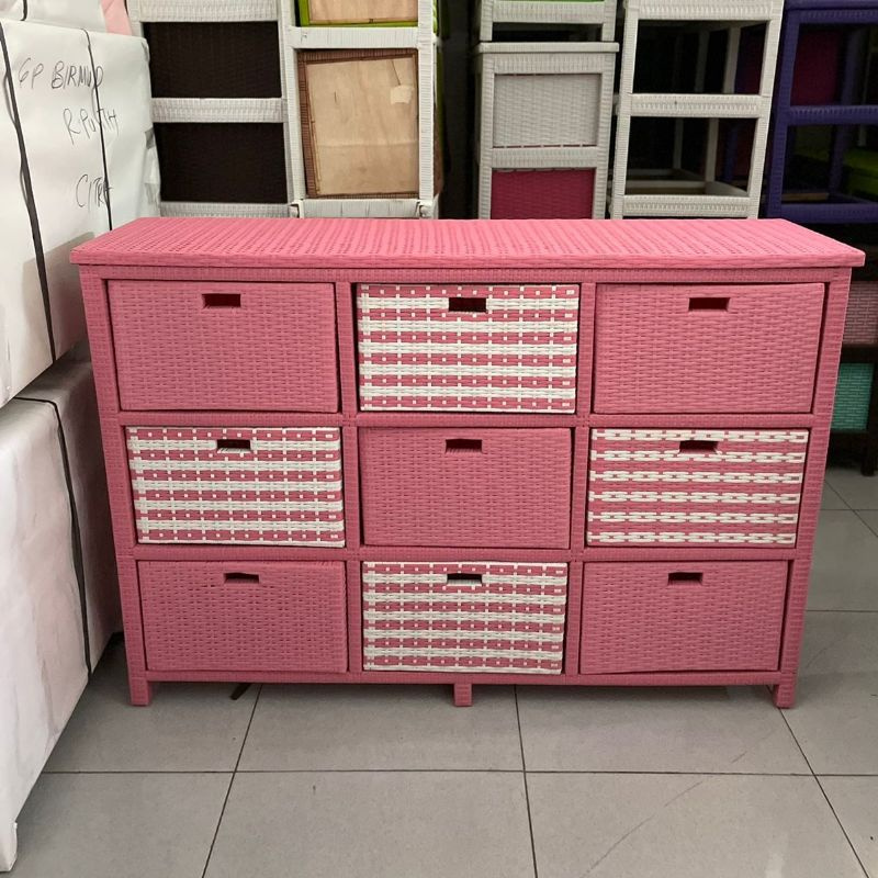 Lemari Laci Rotan Sintetis 9 Susun