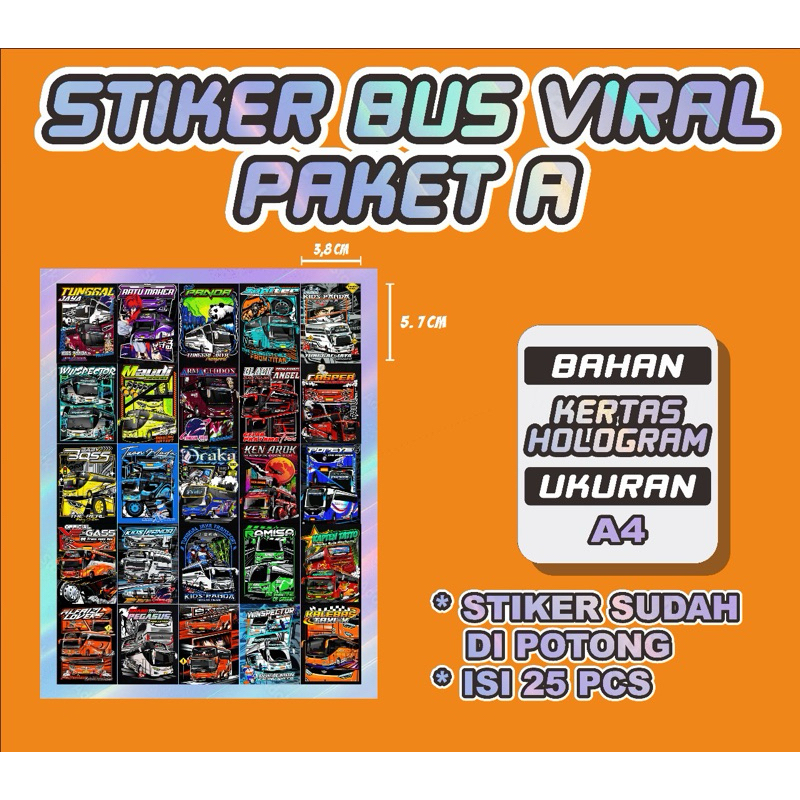Stiker Bus Original Hologram , isi 25 pcs,  Sticker Bus Virall, Sticker bus kotak
