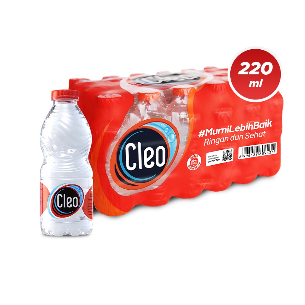 

Q0C Cleo Air Mineral Botol 220ml (1 Pack isi 24) Grosir