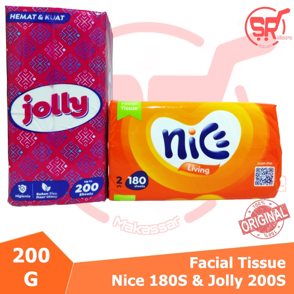 Nice Tissue Facial 180 Sheet & Jolly Tissue Facial 200 Sheet 2ply ( SR Store MKS / SR Store Makassar