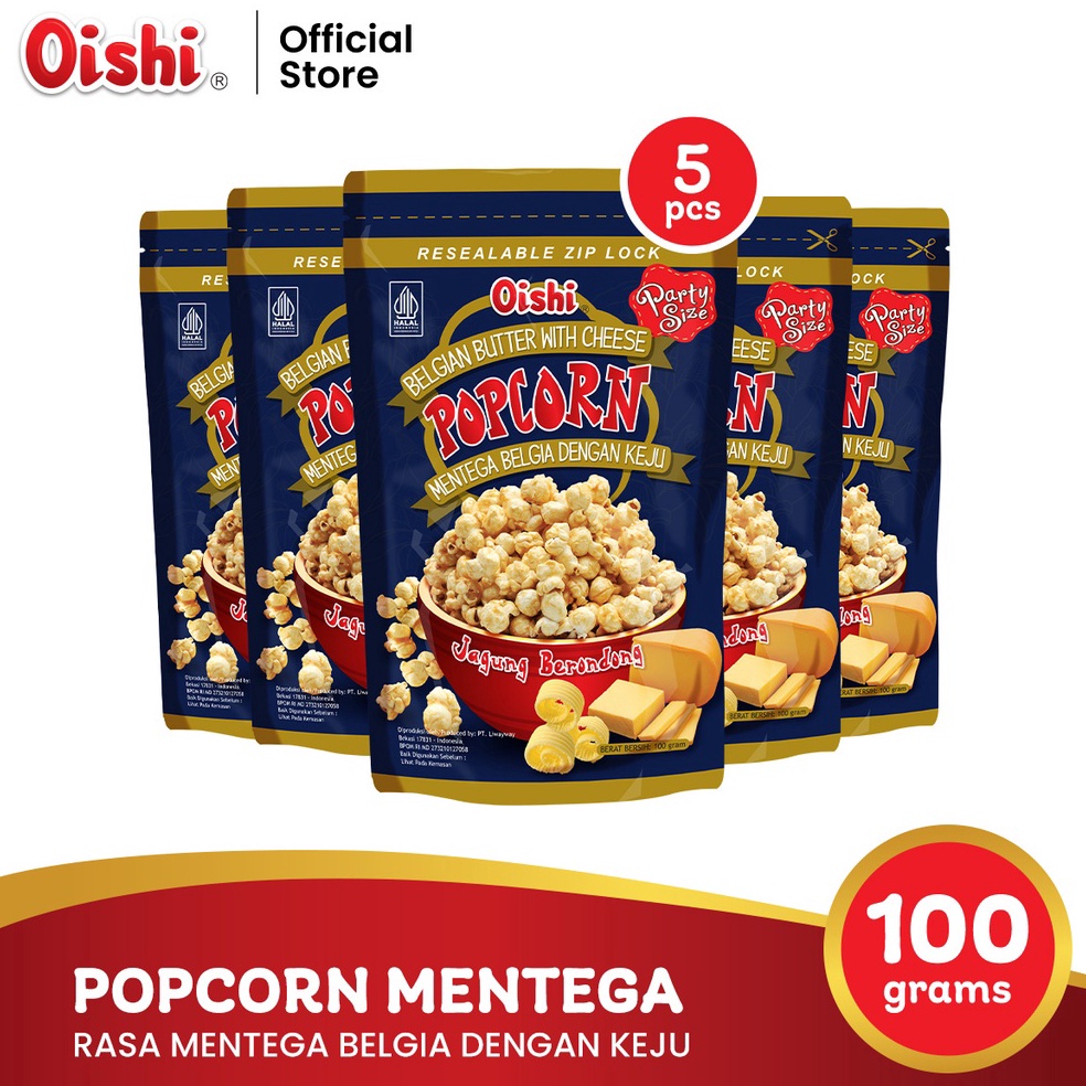 

➶ Oishi Popcorn Mentega Belgia dengan Keju - Multipack 5pcs ☌Best Terlaris