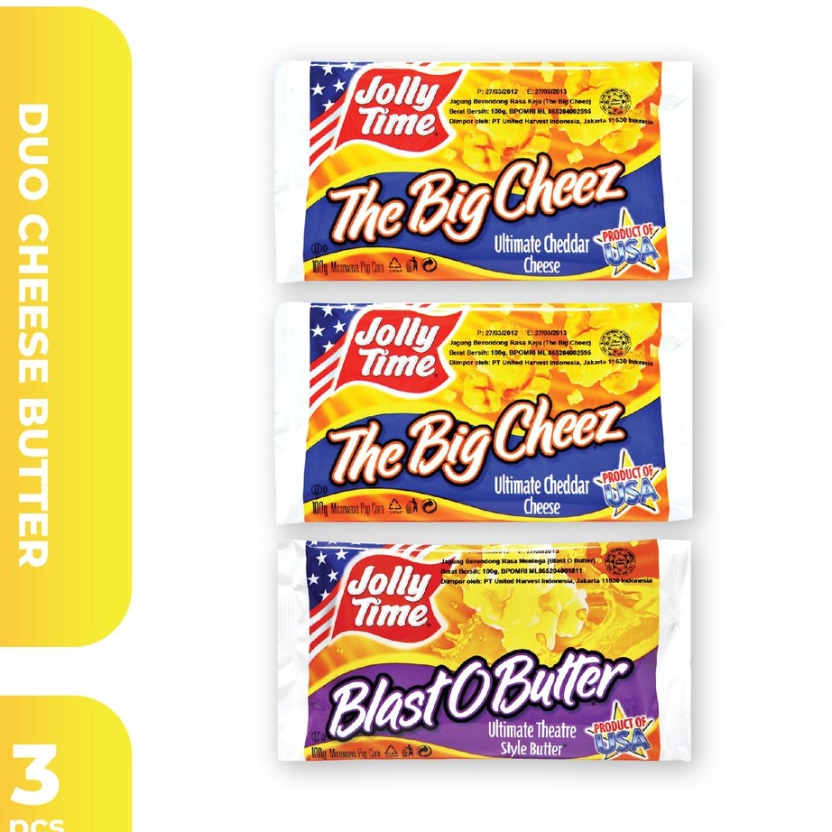 

Harga Murah Jolly Time - Paket Duo Cheez Butter (2TBC, 1BOB) - Mircowave Popcorn