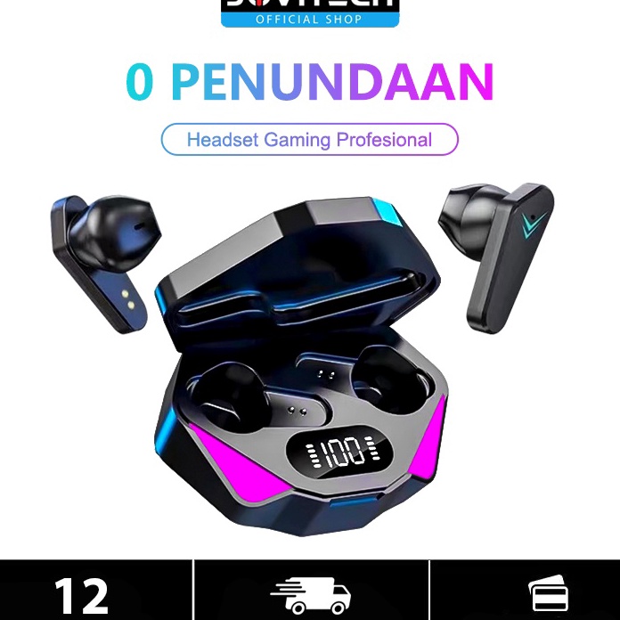 Terkini Jovitech Headset Bluetooth Gaming TWS X15 Bluetooth V5.2 LED Smart Display Headset Nirkabel 