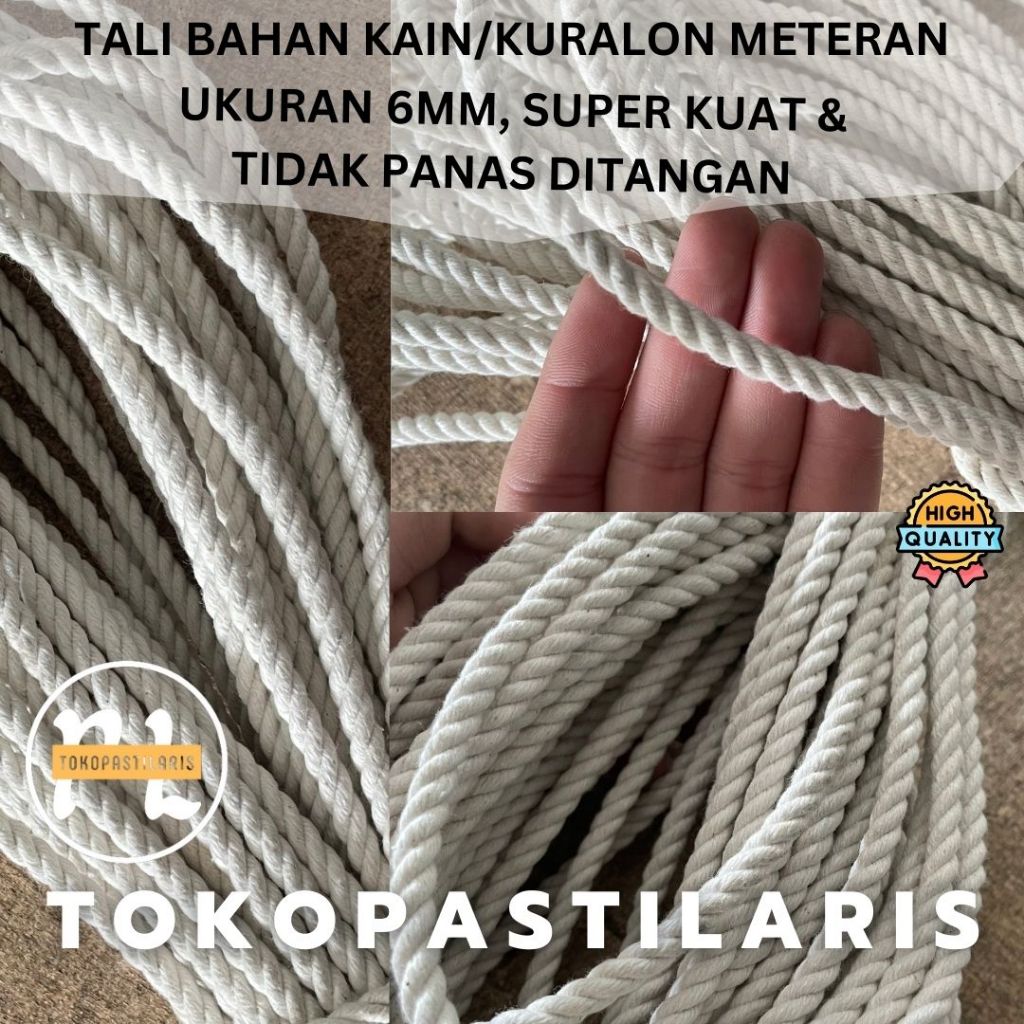 TALI TAMBANG KAIN 6MM METERAN/ TALI BAHAN KAIN 6MM/ TALI KURALON/ TALI TRUK