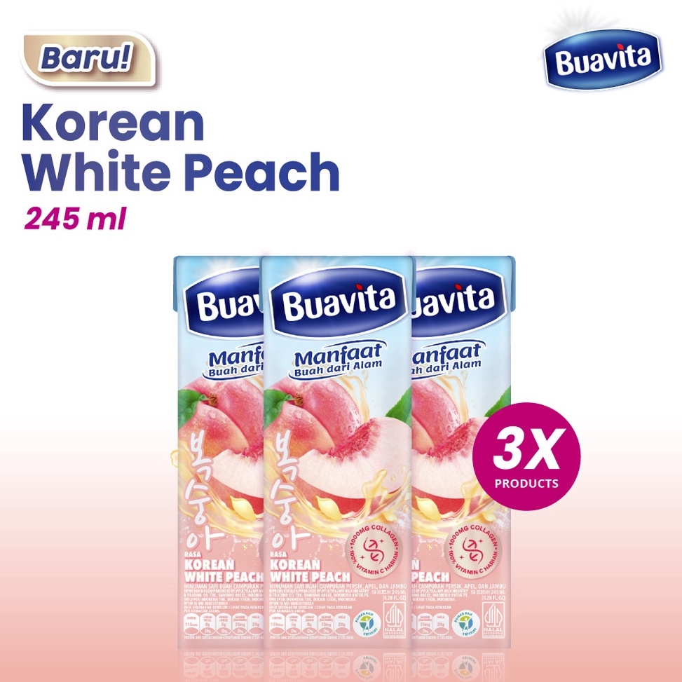

Past!! Murah Buavita Korean White Peach 245ml Triplepack Langsung Order Gan