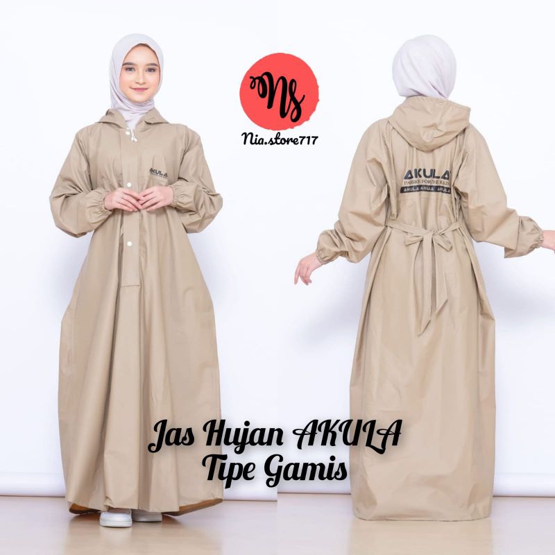 Jas Hujan AKULA tipe Gamis Premium / Jas Hujan Muslimah Syar'i / Jas Hujan Gamis