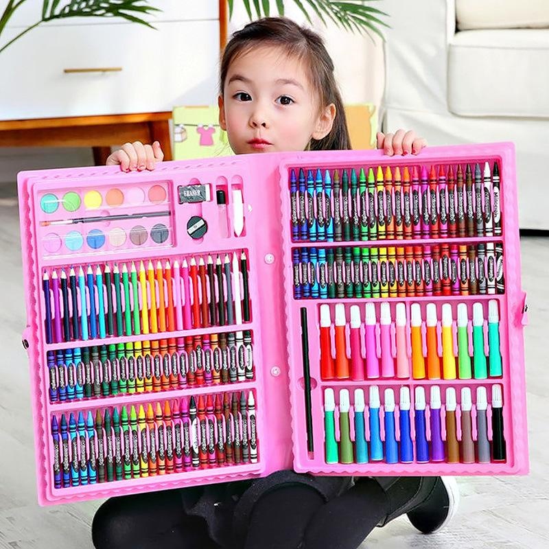 

HS Stationary Set isi 86 pcs Pensil Crayon Warna Cat Air / Perlengkapan Sekolah Menggambar Anak / Alat Warna