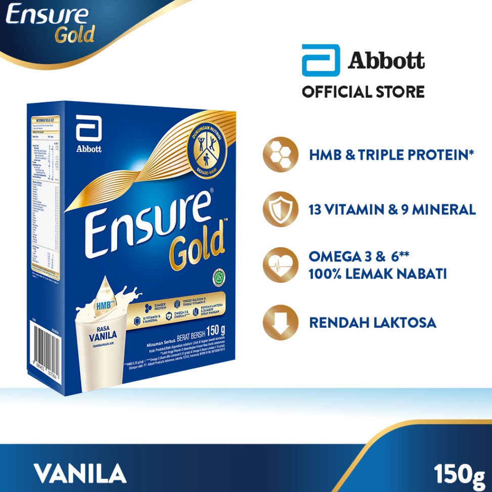 

modelTipe TFA754 Ensure Gold HMB Vanila 150 g - Nutrisi Dewasa Rendah Laktosa