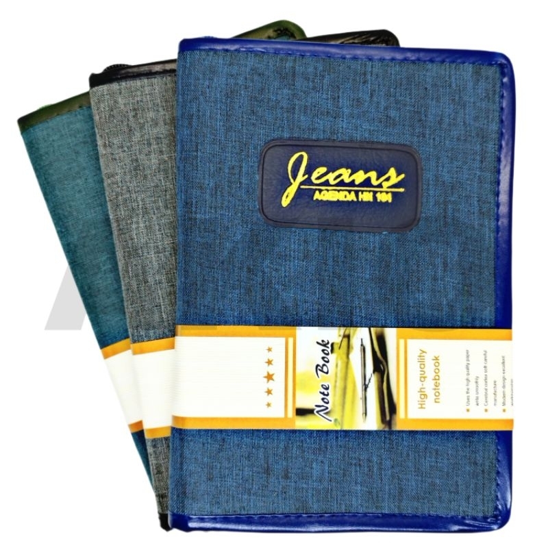 Notebook Buku Agenda Resleting JEANS HN 101 Book Kerja Besar A5 Premium Deluxe Aesthetic Hard Cover 