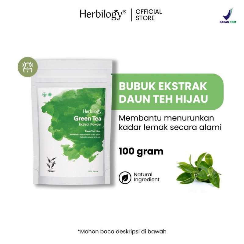 

Herbilogy Green Tea Extract Powder 100gr / Herbilogy bubuk teh hijau alami