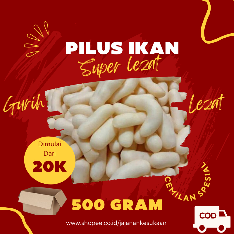 

Jajanan Kesukaan Cemilan Kerupuk Pilus Ikan Gurih Original 500 gram Camilan Snack Makanan Ringan COD