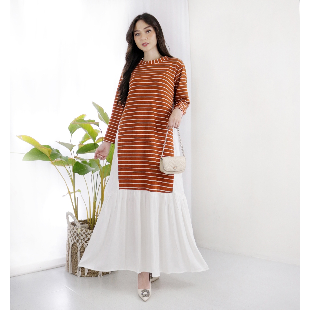 ELASTRA - MIDI KNIT IMPORT KOMBI RAYON PREMIUM ( FIT to XL ) / gamis / Dress / Midi