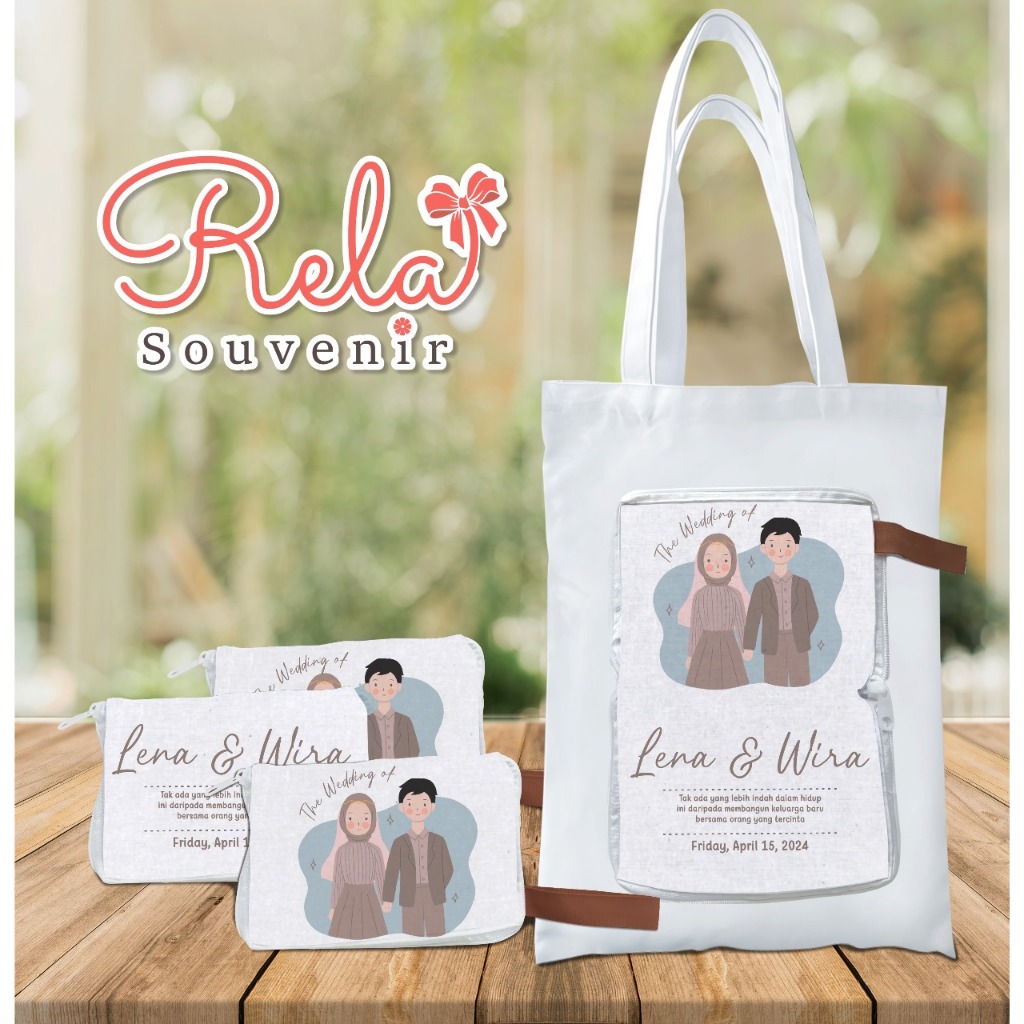 

TOTEBAG LIPAT DOMPET/SOUVENIR WEDDING/GRABAH/BLACU