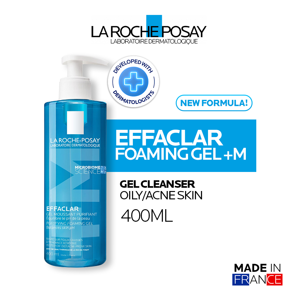 La Roche Posay Effaclar Foaming Gel+M Cleanser 400ml - Sabun Wajah Kulit Jerawat/ Berminyak