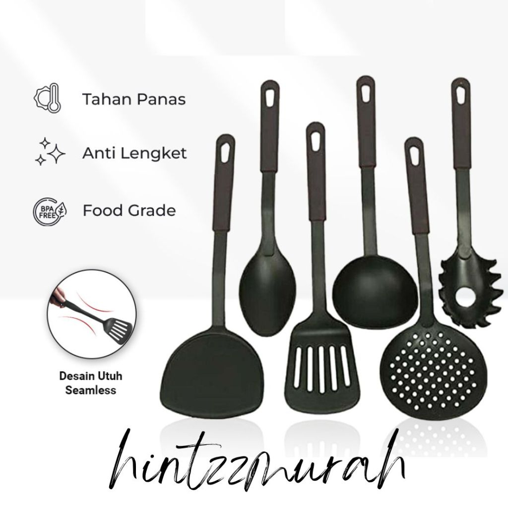 Spatula Silikon Isi 6 Pcs Sodet Sutil Serok Masak Anti Lengket Tahan Panas Food Grade