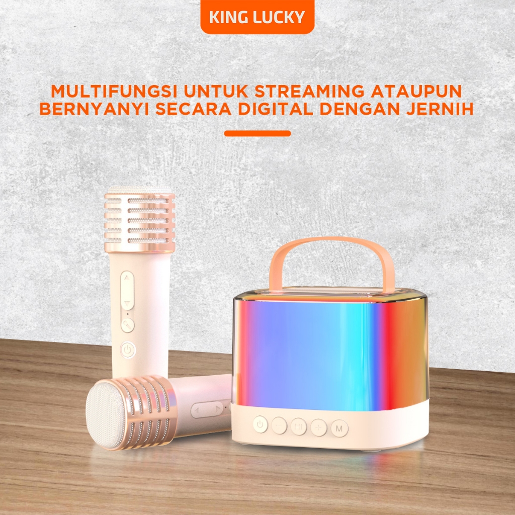 	 KINGLUCKY Q21 Speaker Portable Wireless Mini Bluetooth 2Mic 1 Set Karaoke | Speaker Karaoke Mini Super Bass	