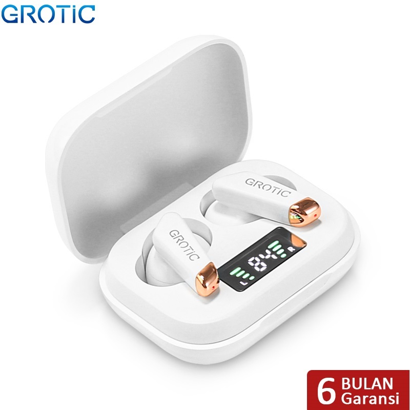 GROTIC Headset Bluetooth With LED Display And Touch Sensor Earphone Wireless J70 - Putih