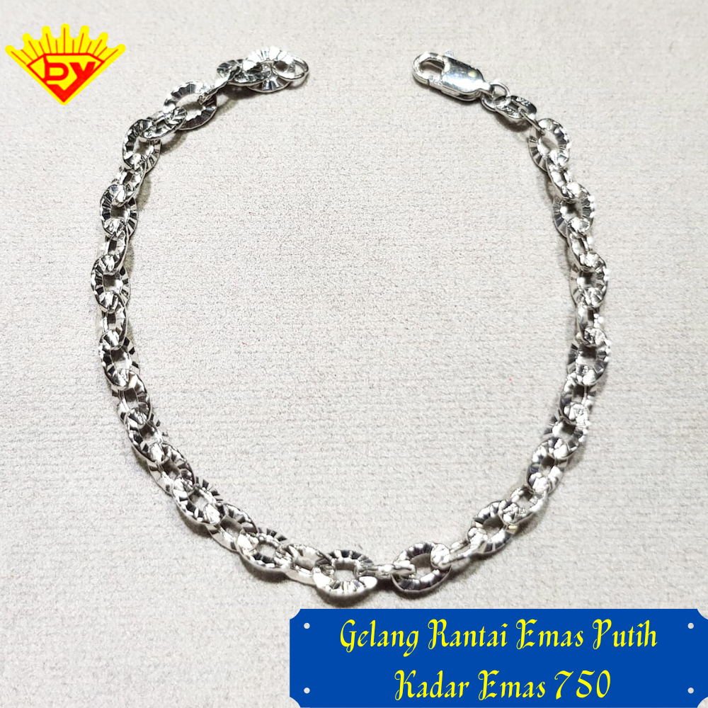 Gelang Rantai Emas Putih 678 Kadar Emas 750