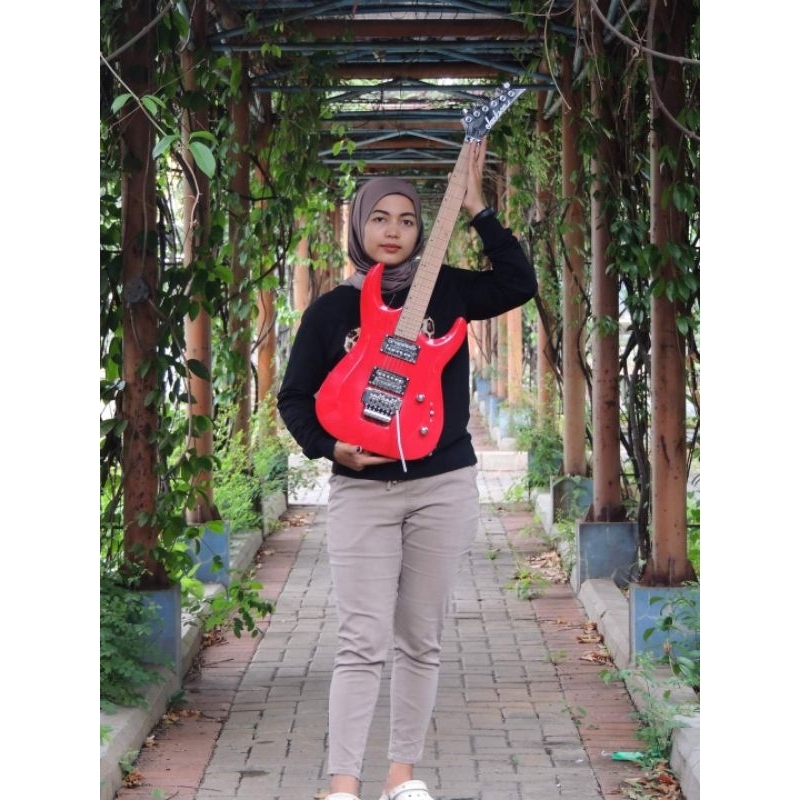 GITAR ELEKTRIK JACKSON DINKY MERAH PAKET AMPLI+JEK