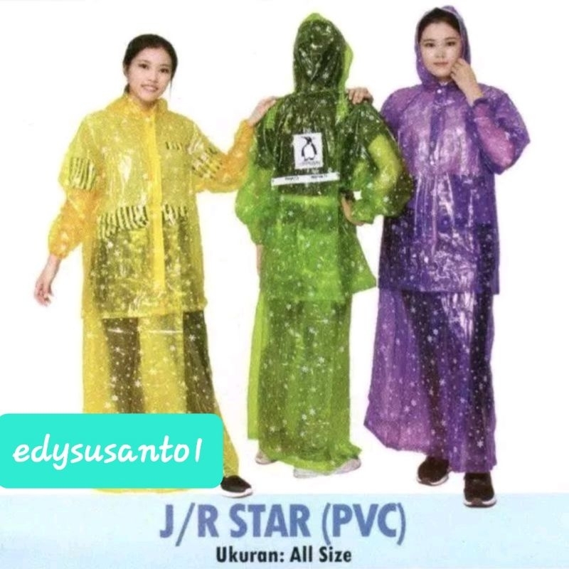 Mantel Jas Hujan Wanita Jacket Rok Star Pinguin Penguin