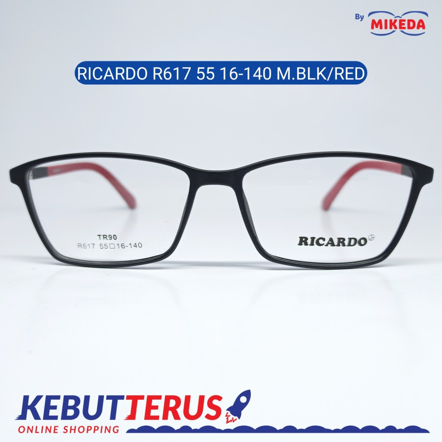 Mikeda-FRAME KACAMATA RICARDO R617-55M.BLK/RED + LENSA(MINUS/CYLINDER)