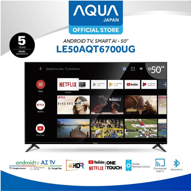 AQUA Japan LED Android TV 50" 4K UHD HDR Smart TV 50AQT6700 50AQT