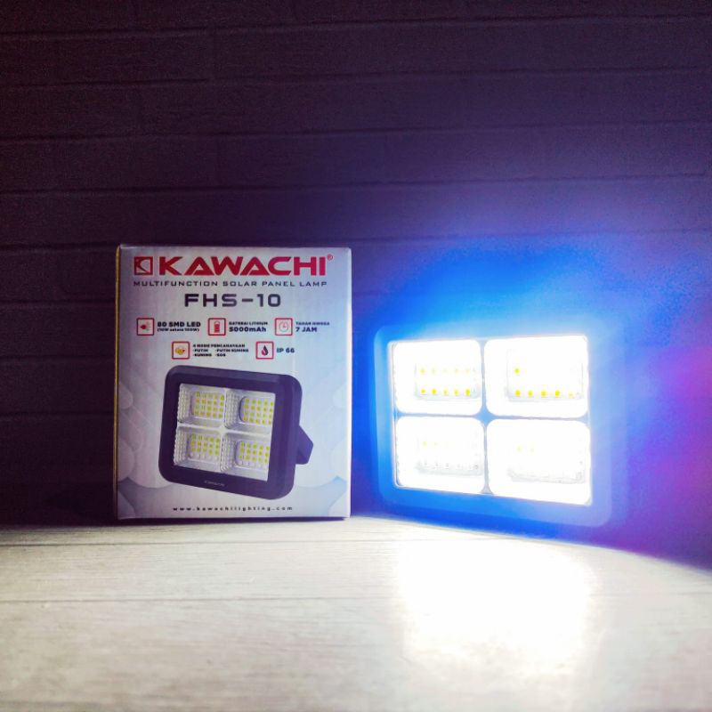 KAWACHI LAMPU EMERGENCY LED SOROT SOLAR PANEL LAMP FHS-10 10 WATT IP66 BAGUS BERKUALITAS