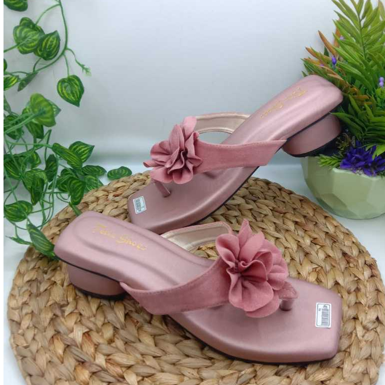 Sandal Wanita Flowies Sandal Korean Jepit Bunga Cantik Hak Bulat BCK-05