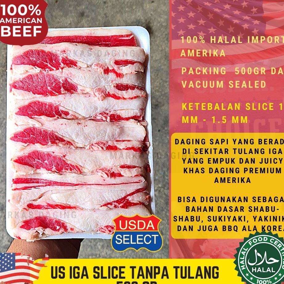 

TIPE IES450 RIBS SLICE / IGA SLICE AMERICAN BEEF /Yoshinoya Beef/Yakiniku & Shabu Beef 500gr