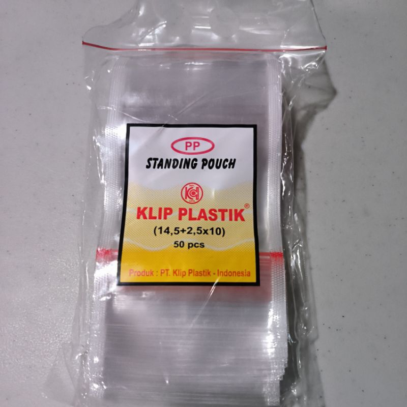 standing pouch 10x17,5x0,1 seal lebar klip merah