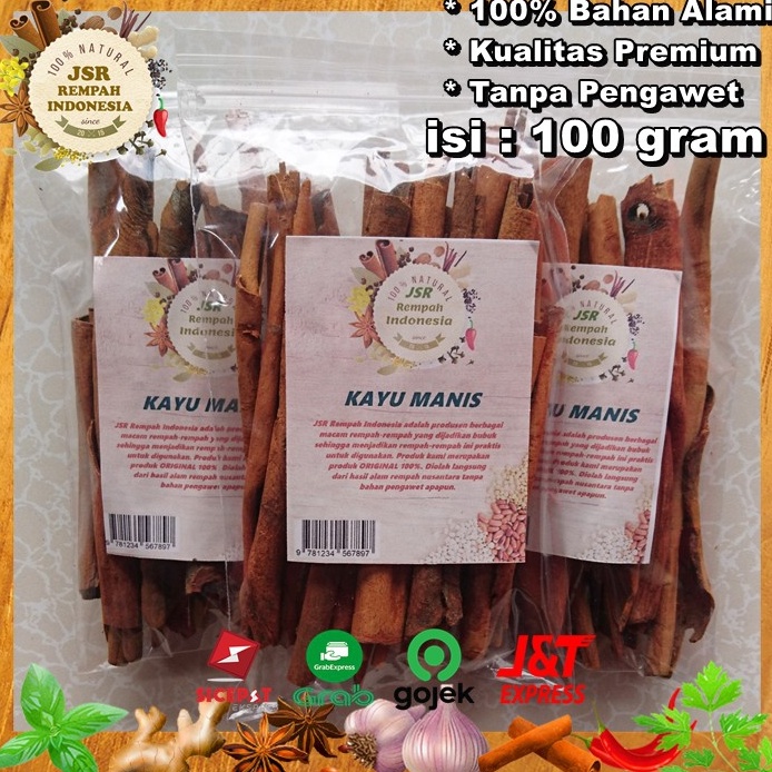 

T3rl@ku. KAYU MANIS ASLI KUALITAS PREMIUM ISI 100 GRAM BUMBU DAPUR JSR REMPAH PENYEDAP [248]