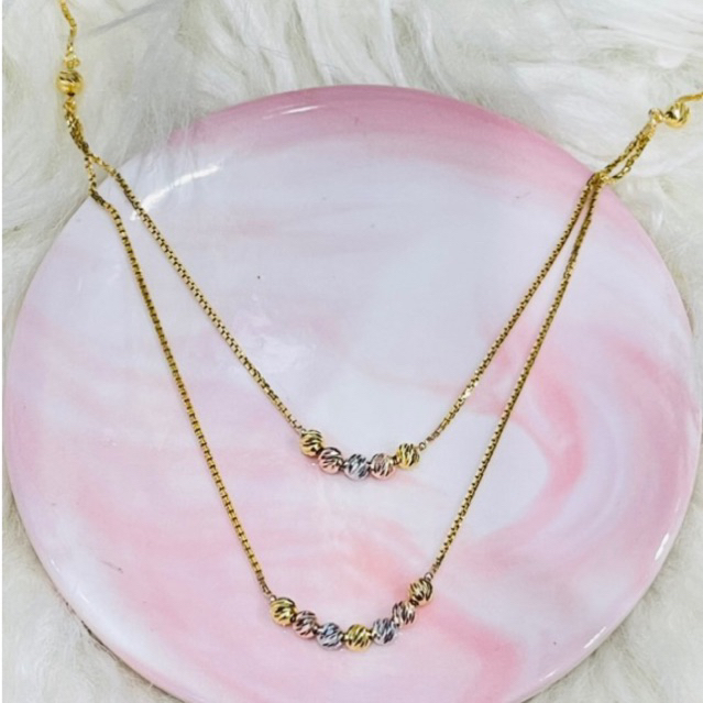 kalung layer bola merica warna warni elegant emas asli kadar 700