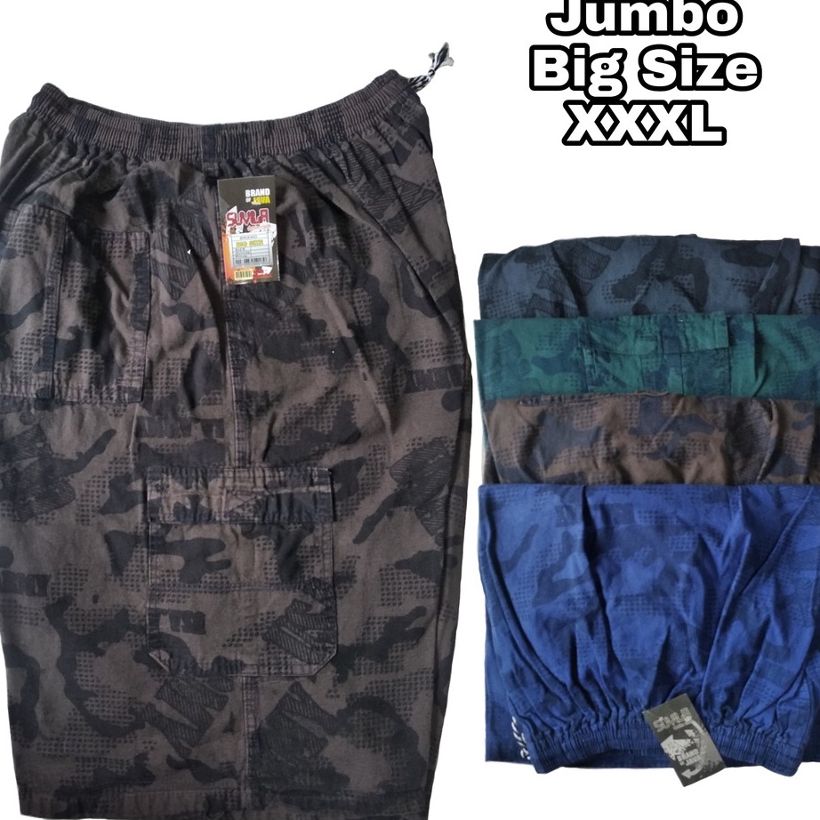 Promo Akhir Pekan Celana Pendek Kain Tebal JUMBO Big Size XXXL Pria Dewasa Suvila Motif Doreng US ARMY ㊯