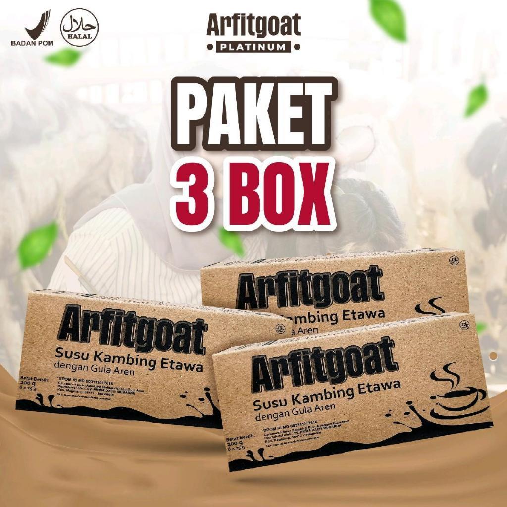 

ARFITGOAT Combo 3 Box Arfit Goat Susu Kambing Etawa Gula Aren Asli Platinum Susu Kambing Etawa Arfit Goat Halal BPOM