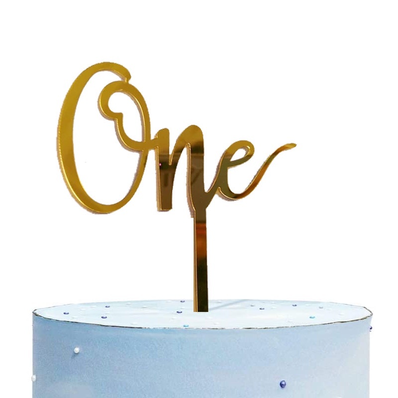 Cake Topper Akrilik Acrylic ONE Year Month Mirror Hiasan Tusukan Cake 1 Tahun