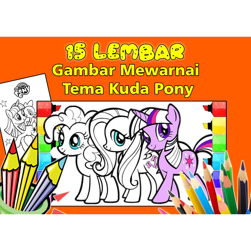 Kertas Gambar Sketsa Mewarnai ~ Kuda Pony / Sketsa Lukis / Drawing Sketch ukuran a4