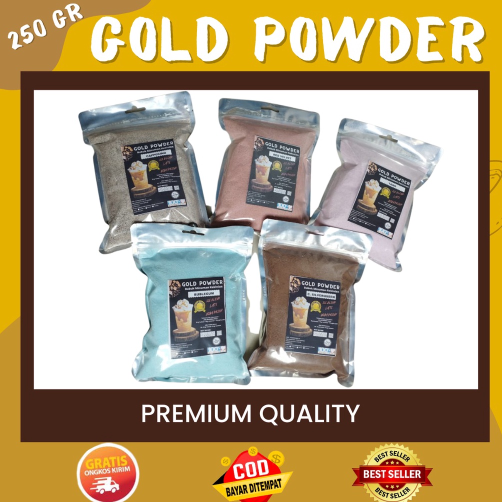 

U76091 GOLD Powder 250 Gr bubuk minuman rasa / bubuk minuman kekinian / bubuk cappucino / powder drink BOBA / Bubuk Es Teh Viral p0vzf