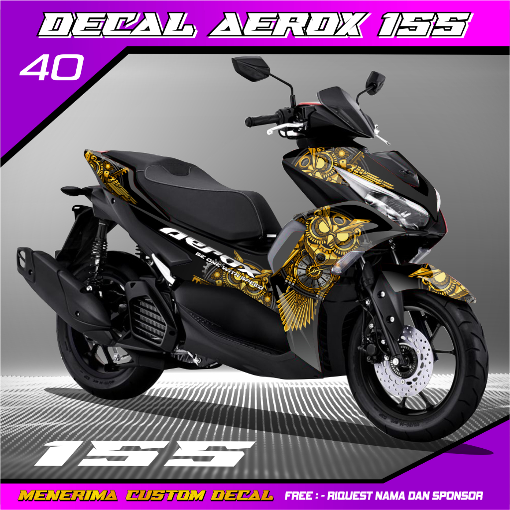 Decal Stiker Aerox New Cybercity 155 Connected Full Body Hitam