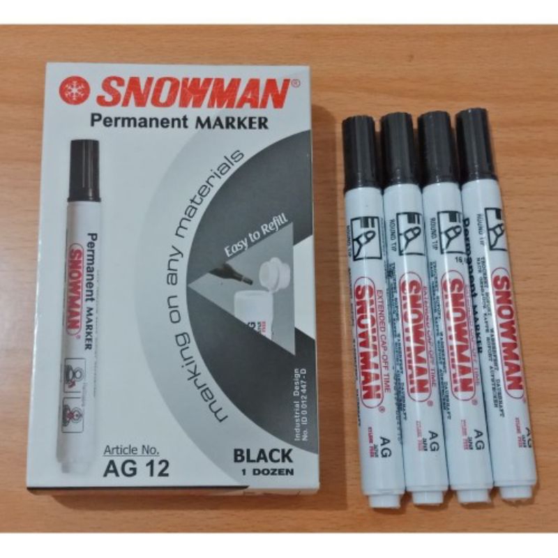 

Spidol Permanen Snowman AG-12 / Spidol Snowman Permanen Besar Hitam Pekat