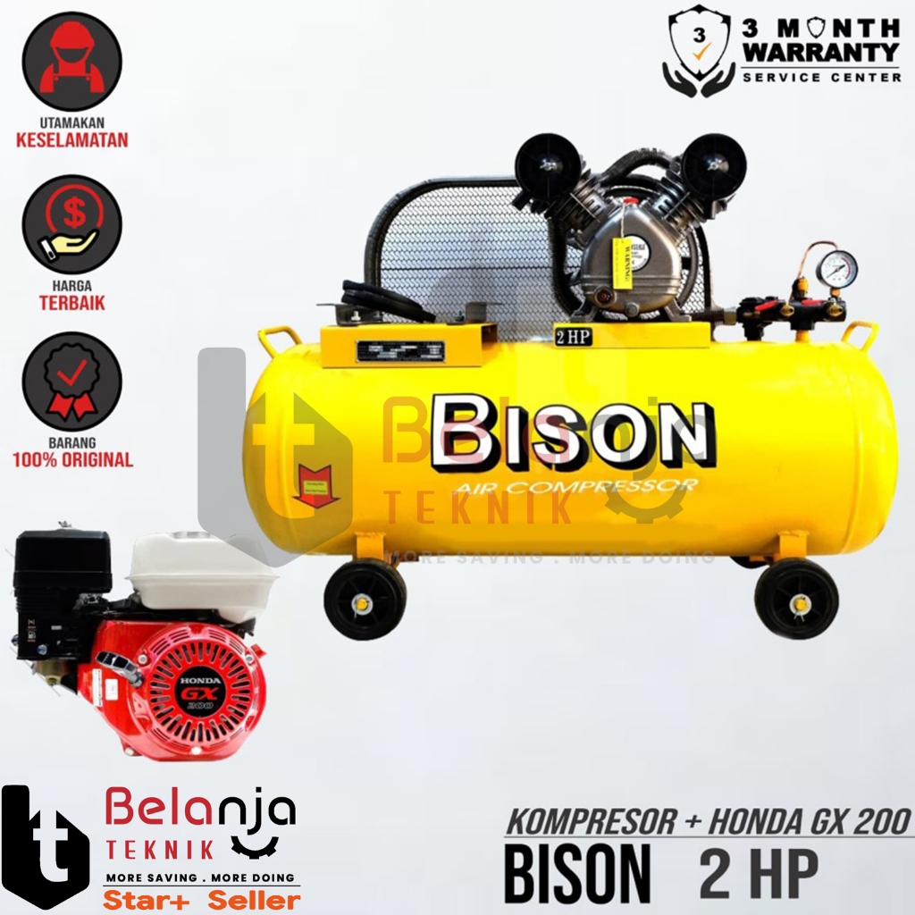 Bison Mesin Kompresor Angin 2 Hp Honda Gx 200 6.5 Hp Air Compressor