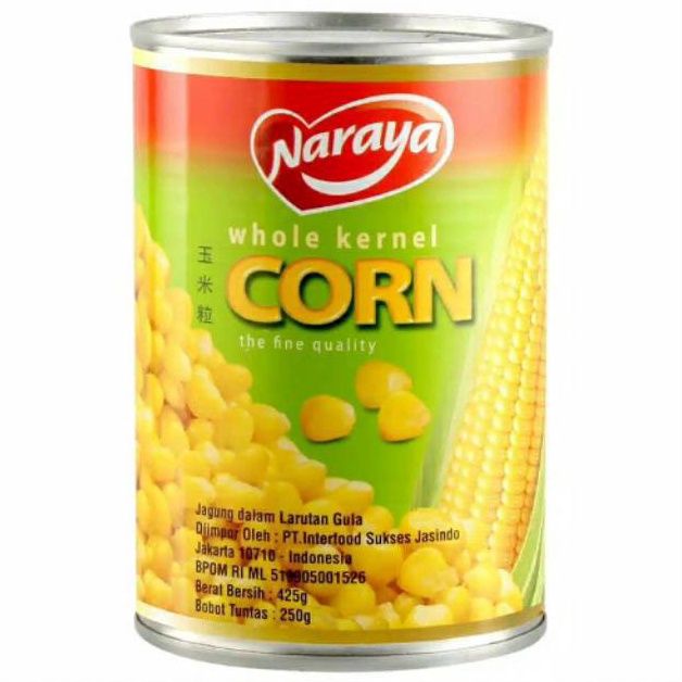 

NARAYA WHOLE KERNEL CORN 425 GR JAGUNG KALENG UTUH BIJI JAGUNG PIPIL 6045