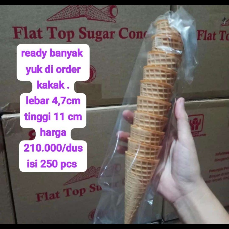 

flat top sugar cone isi 250 pcs waffle ice cream cone es krim wafle es