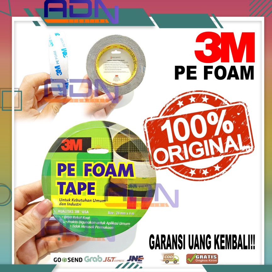 

RV35 ADN.in 3M Double Tape PE Foam 1600TG 24 mm x 4mtr ORIGINAL ASLI USA Best Seller ⌒)