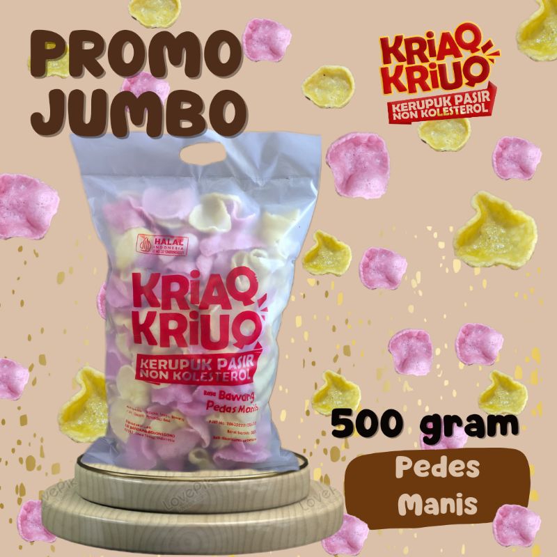 

Kerupuk Diet - Pedes Manis KRIAQ KRIUQ 500 gr Bantal Jumbo
