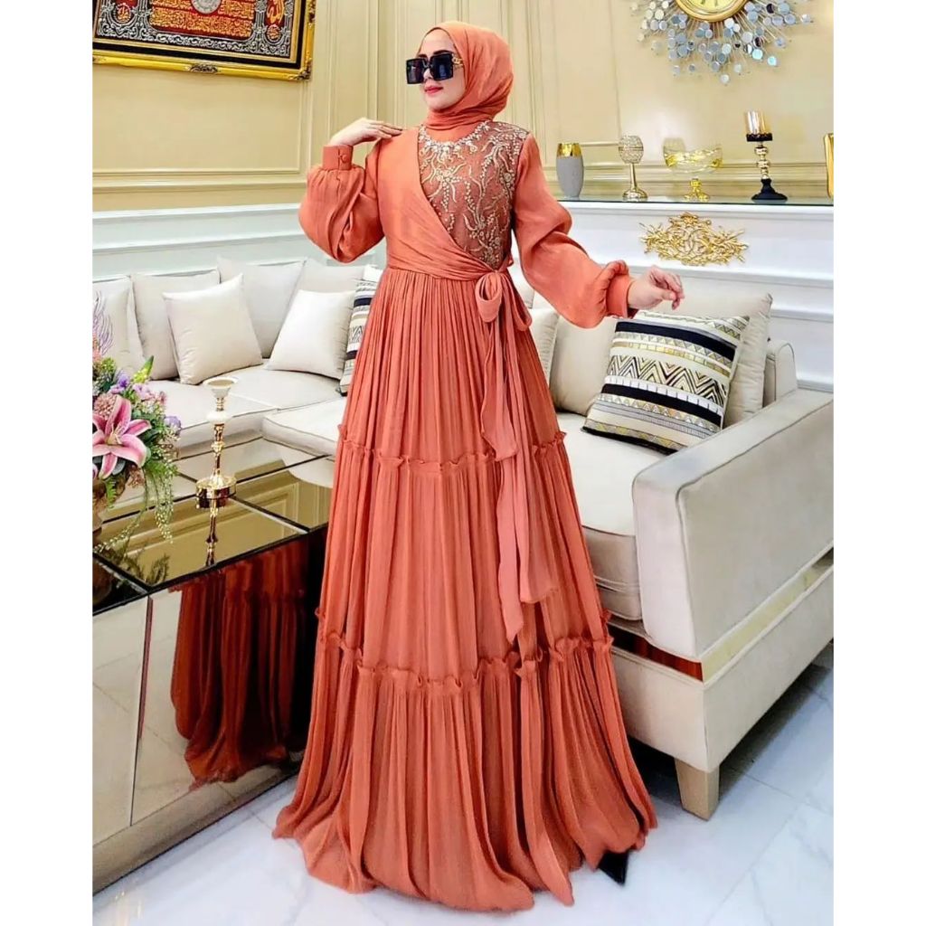 Syahrini Dress Dress Muslim Wanita Kekinian 2023 Matt Ceruty Babydoll Gamis Muslim Wanita Aplikasi B