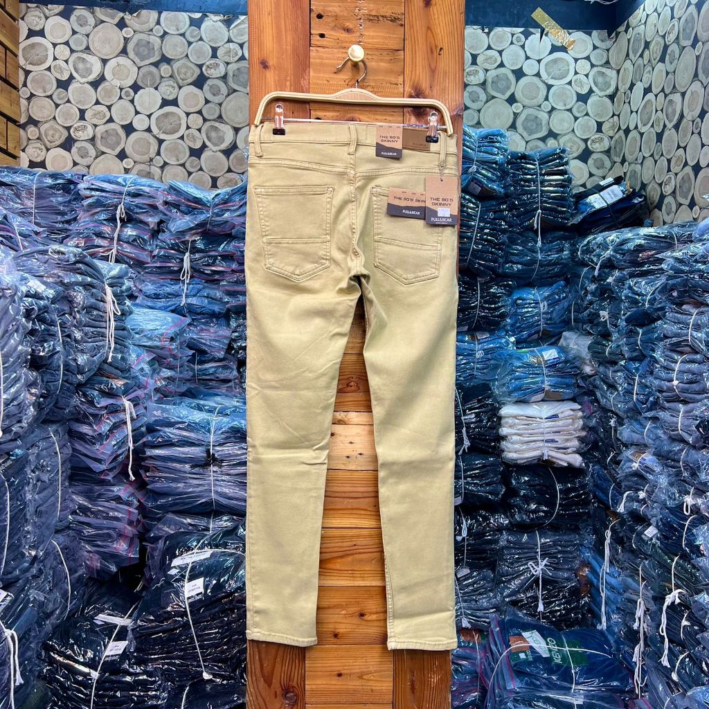 CELANA JEANS PRIA SKINNY STRETCH CREAM PnB KREM POLOS MELAR